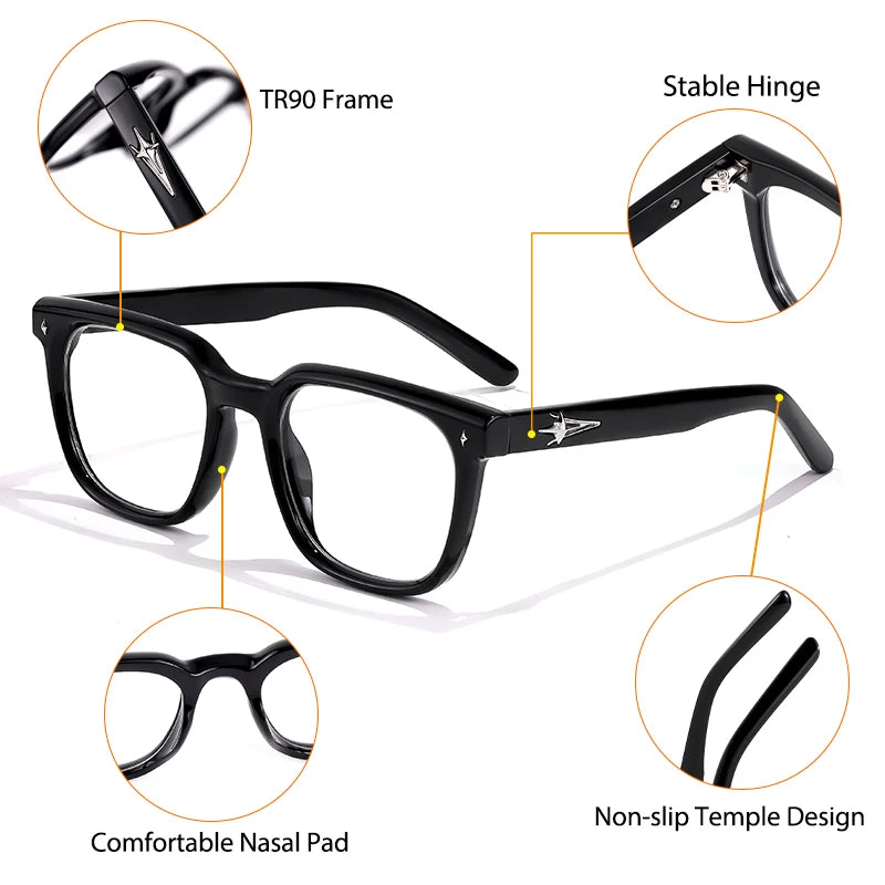 CATERSIDE Minimalist Anti Blue Light Glasses Men Brand Design TR90 Square Frames Eyewear Fashion Women Optical Eyeglass Frame