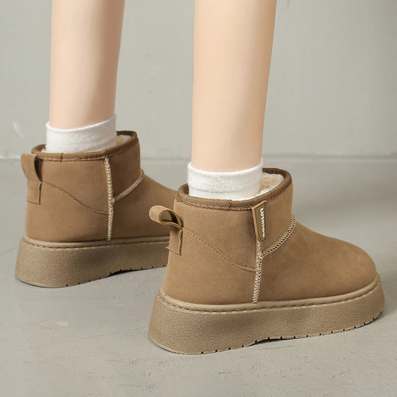 Warm Thicken Plush Snow Boots Women Slip On Thick Bottom Winter Ankle Boots Woman Comfortable Non Slip Cotton Padded Shoes Mujer