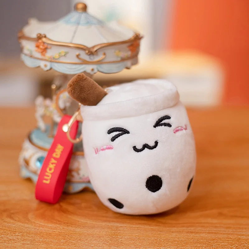 Kawaii Bubble Tea Keychain Soft Plush Toy Keychain Stuffed Boba Doll Cute Backpack Decoration Best Birthday Gifts for Girls