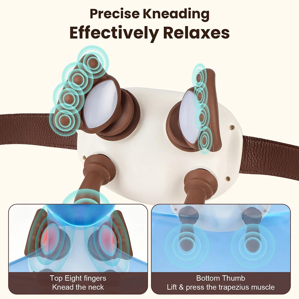 4D Hand Shaped Kneading Neck And Shoulder Massager Portable Neck Shoulder Massage Pillow Brushless Motor Trapezius masajeador