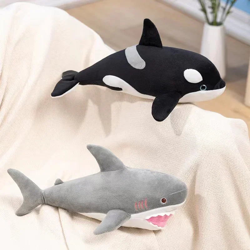 40/50cm Simulated Killer whale Great White Shark Plush Toys Baby Kids Cute Lovely Soft Stuffed Dolls Sea Animals Plush Pillow