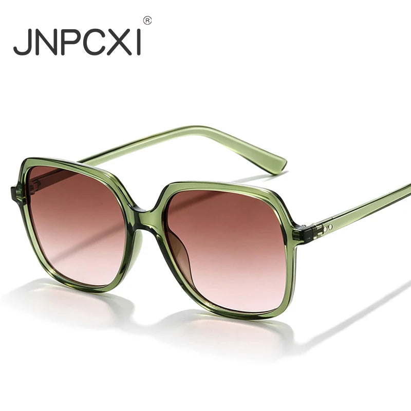 JNPCXI New Square Men Rivets Sunglasses Fashion Gradient Shades UV400 Women Outdoor Punk Sun Glasses