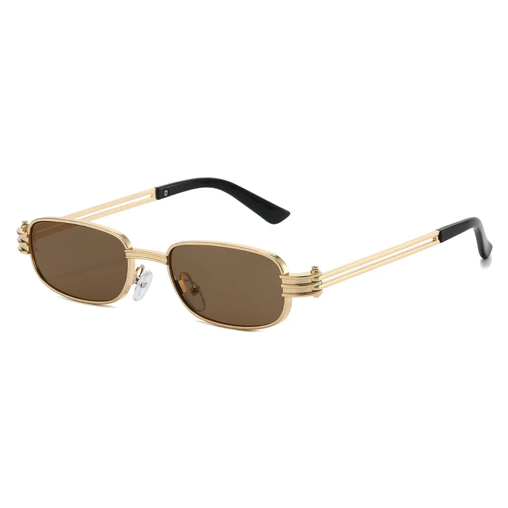 JNPCXI New Ins Popular Fashion Small Rectangle Metal Men Sunglasses Retro Brand Designer Shades UV400 Punk Women Sun Glasses