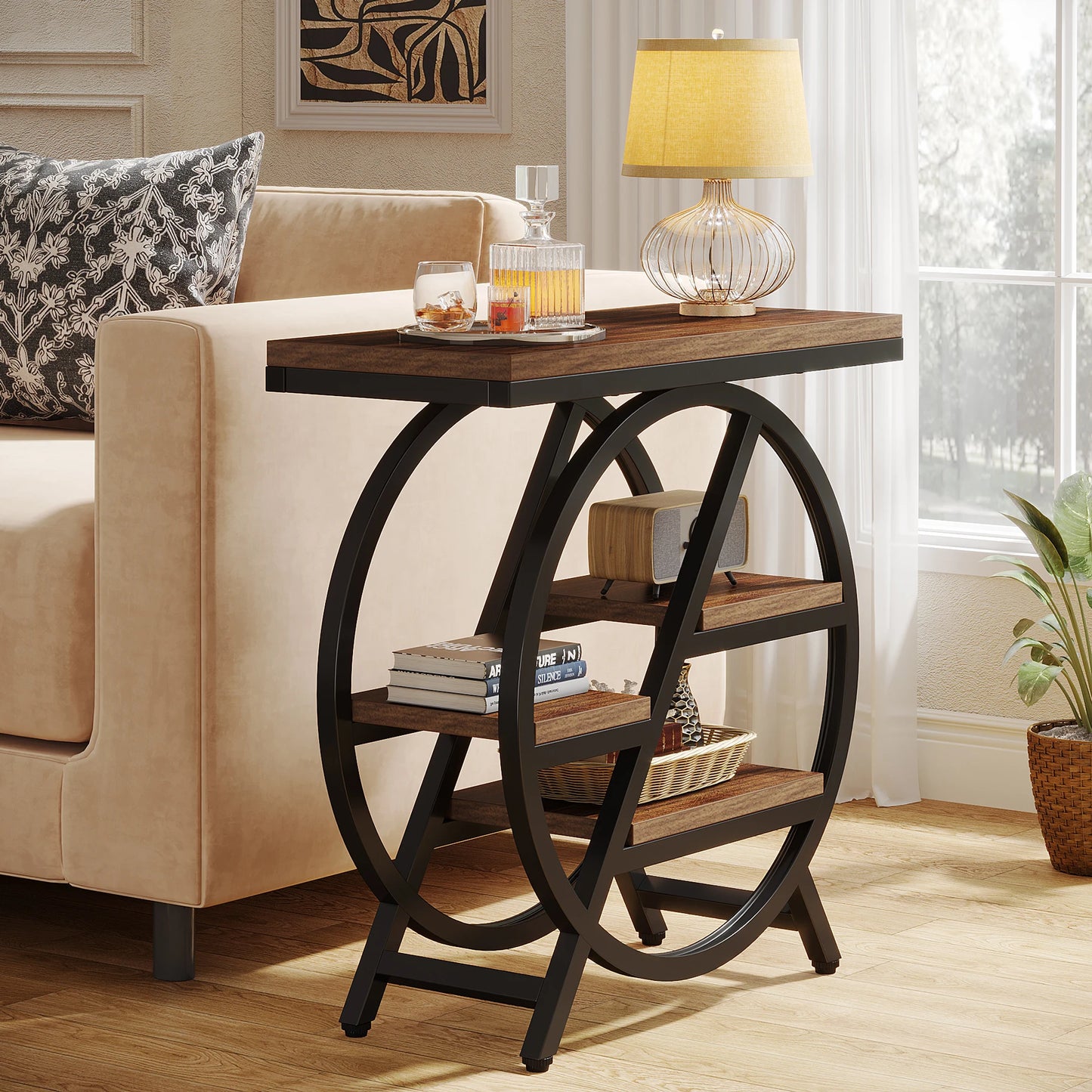 Tribesigns  Living Room, 3-Tier Narrow Side End Table w/ Storage Sofa Side Table