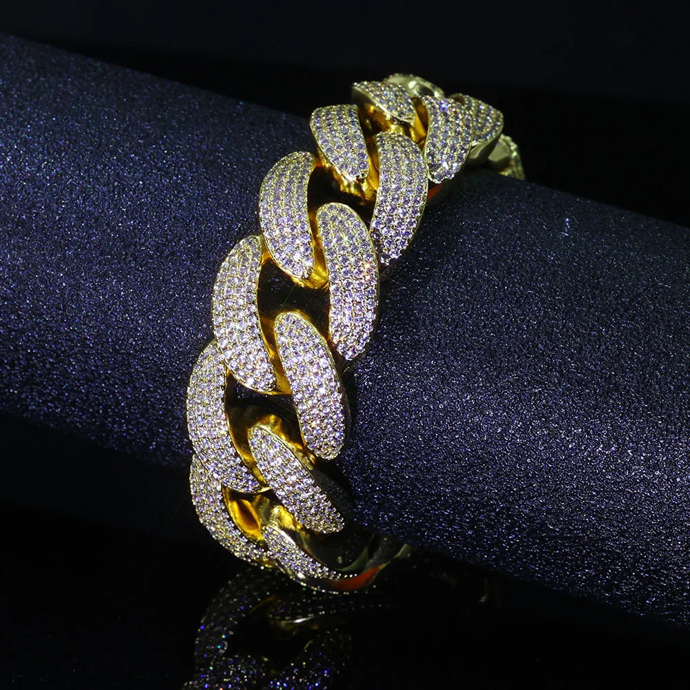 Men's Bling Zircon Cuban Link Chain Iced out, 20mm Width Bubble Cuban Necklace