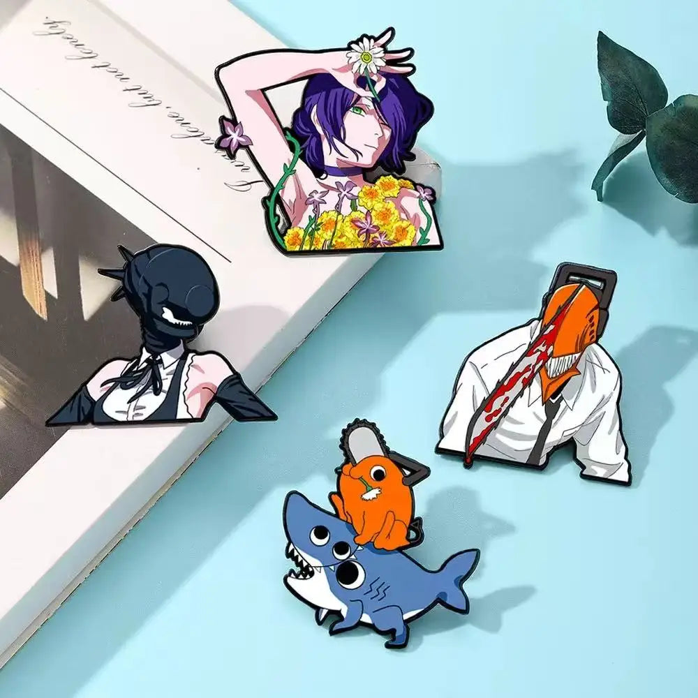 4pcs Set Unisex Manga Characters Enamel Pins Metal Brooches for Backpack Hat Bag Collar Lapel Fashion Jewelry Collection Gift