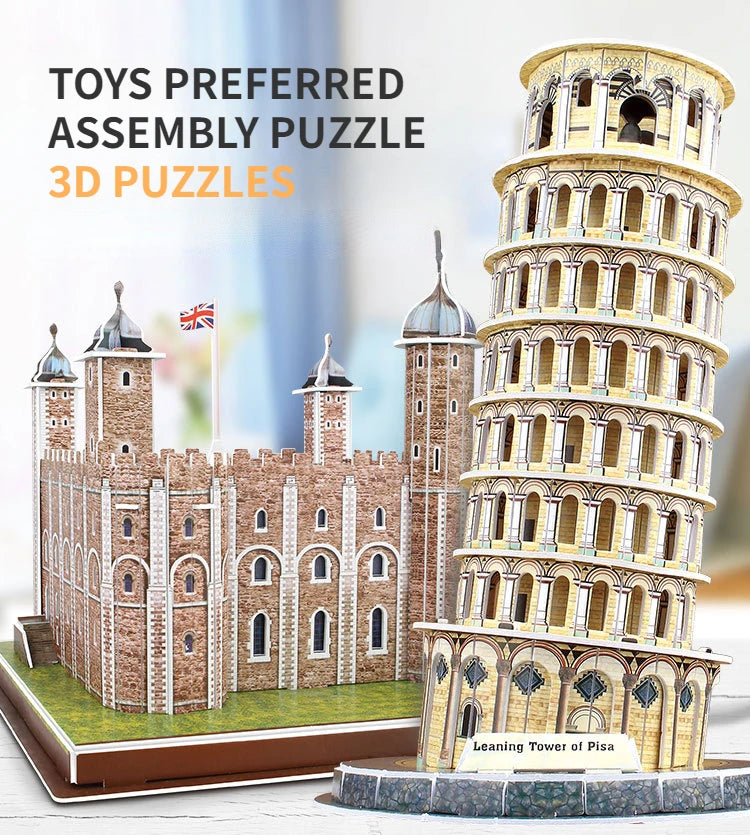 DIY Paper 3D Puzzle Model World Attractions Construction Children's DIY Intellectual Development Educational Toys for Kids