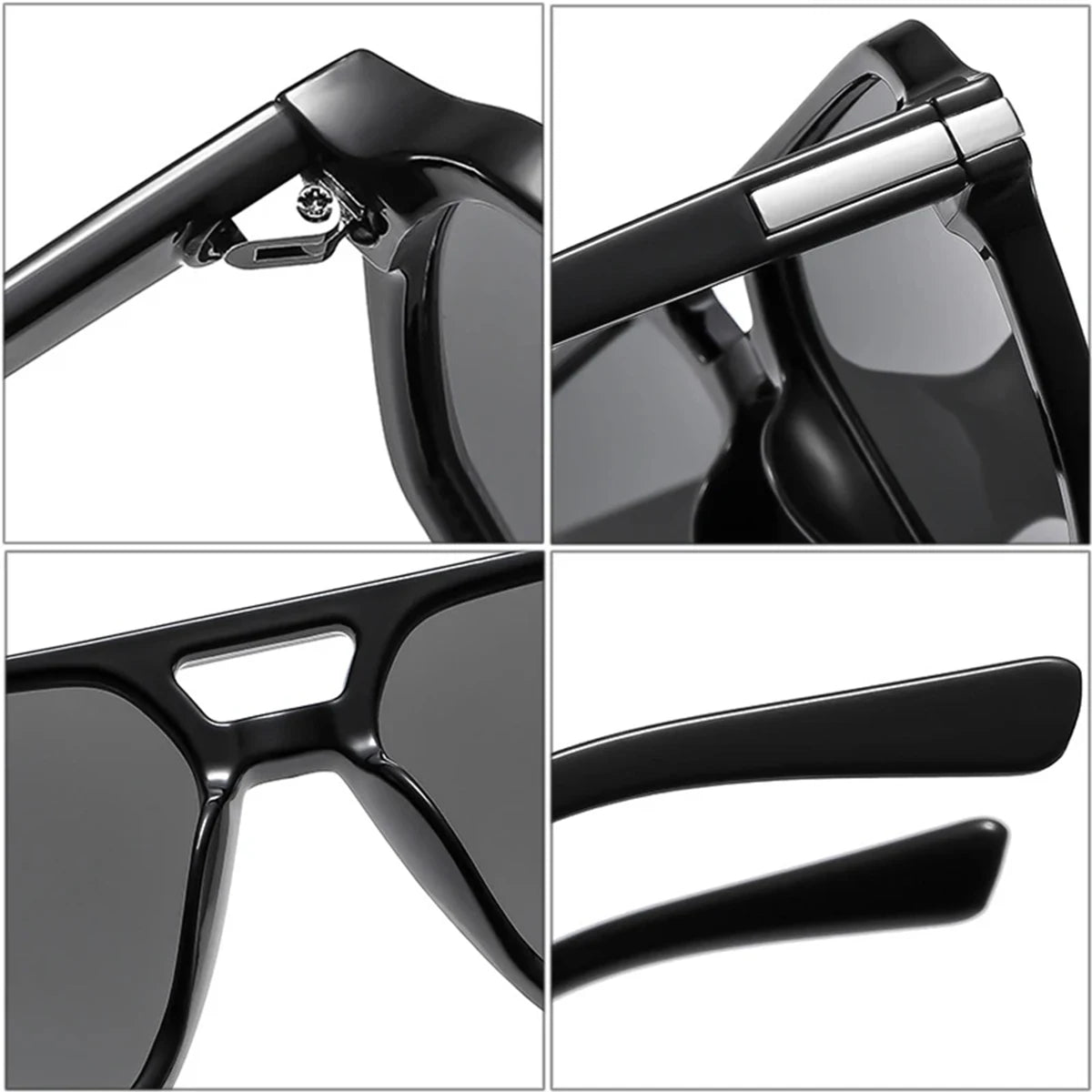 JNPCXI Vintage Double Bridges Square Sunglasses Men Gradient Lens Eyewear Shades Women Trending Sun Glasses UV400
