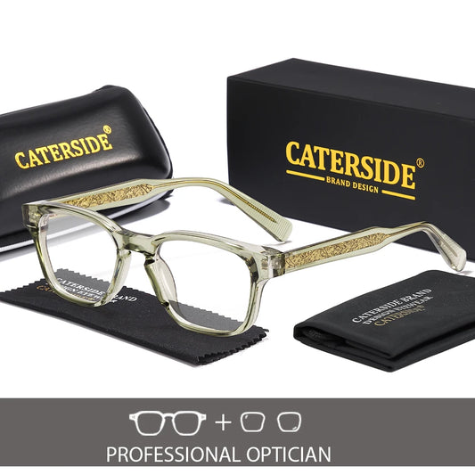 CATERSIDE New Men's Optical Glasses Square Tr-90 Frame Luxury Temple Tips Prescription Glasses Women's Daily Reading Glasses