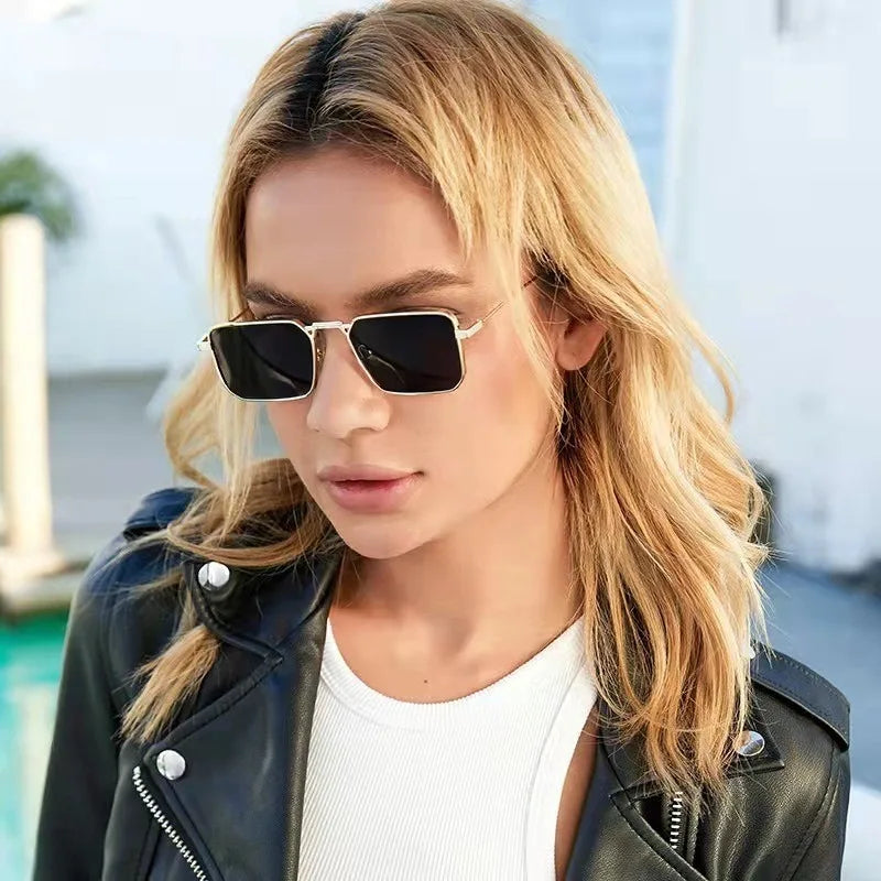 Rectangular Metal Sunglasses for Men Original European and American Retro Fashion Trends Shades for Men Steampunk Glasses