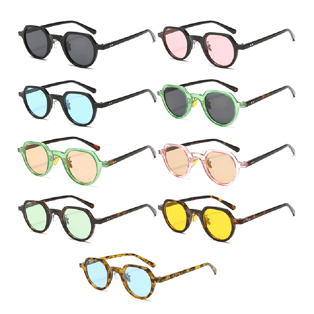 JNPCXI New Fashion Round Sunglasses Women Ocean Lens Leopard Blue Eyewear Men Trending Rivets Punk Sun Glasses