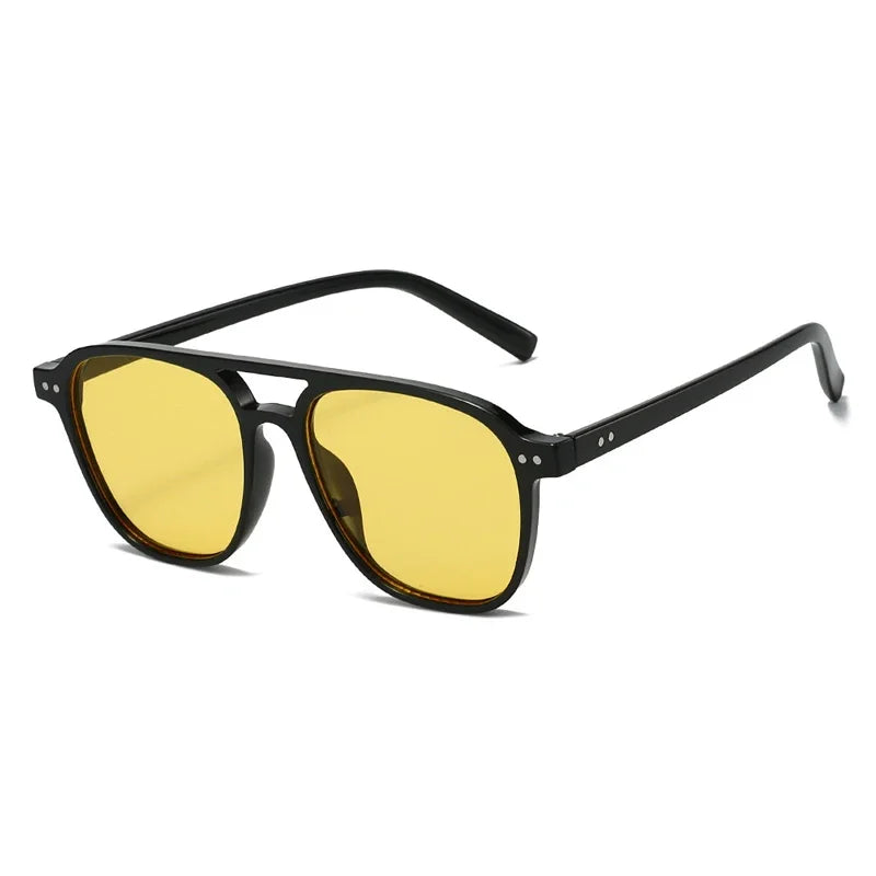 JNPCXI Retro Rivets Double Bridges Men Sunglasses Fashion Women Luxury Shades UV400 Green Sun Glasses