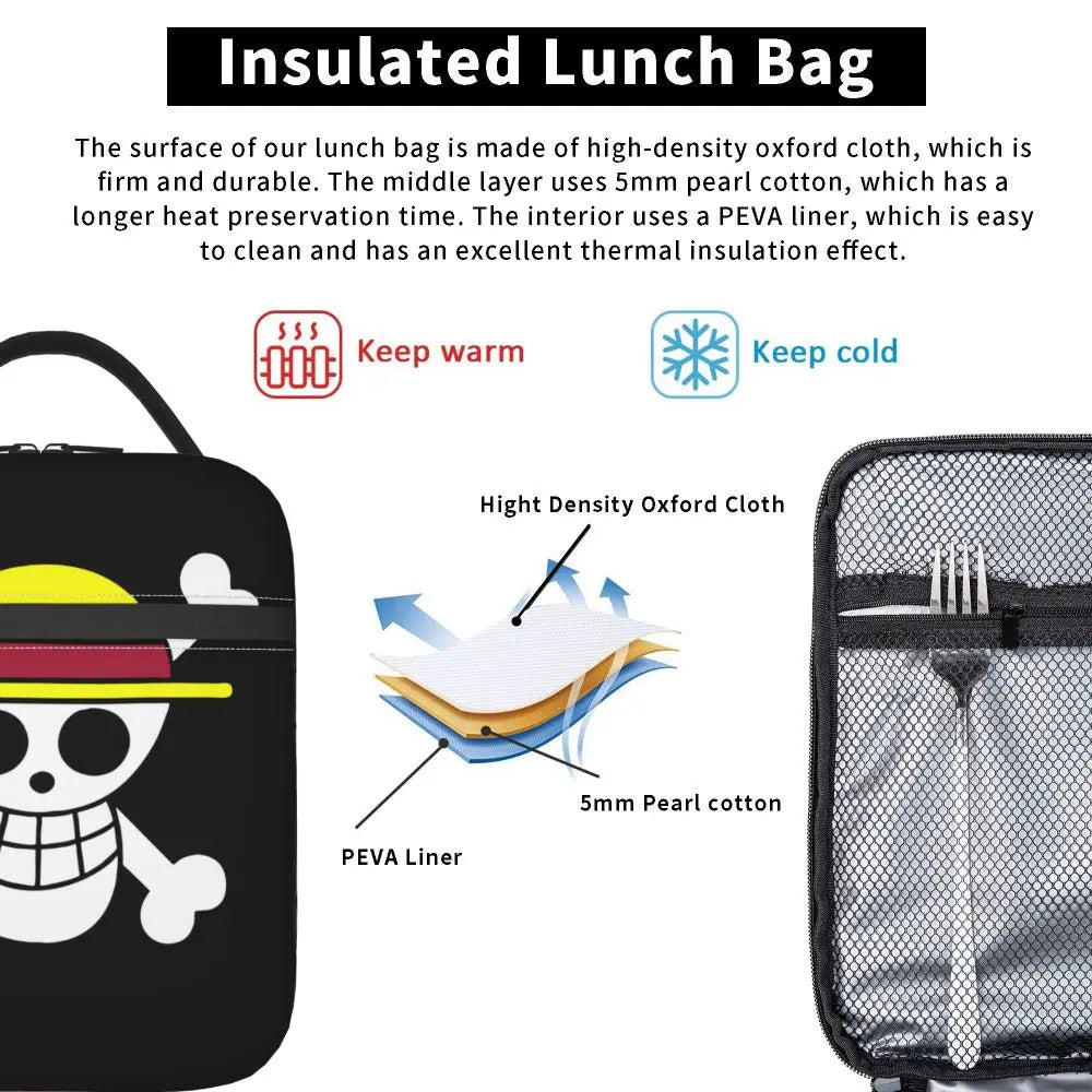One Piece Monkey D Luffy Anime Insulated Lunch Thermal Bag Work School Bag M13