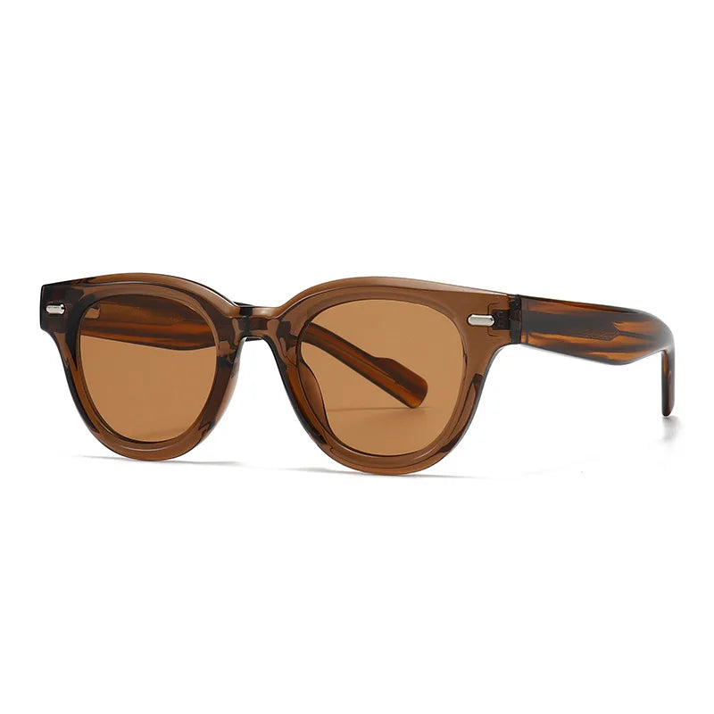 JNPCXI New Round Sunglasses Men Shade Sun Glasses CP Stainless Steel Core Quality Driving Fishing Uv400