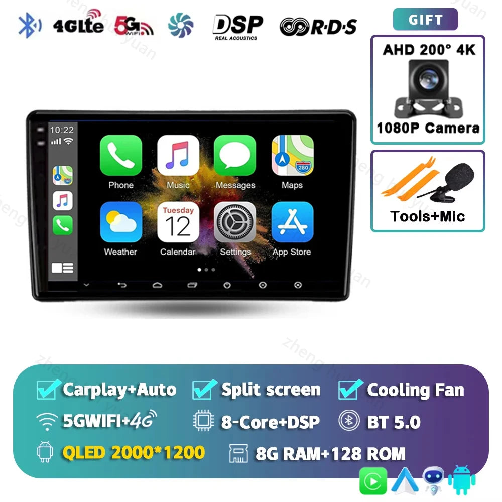 Android 14 For Nissan Navara D40 2004 - 2010 2K QLED CarPlay Auto Car Radio Multimedia Video Player GPS stereo Head Unit 4G WIFI