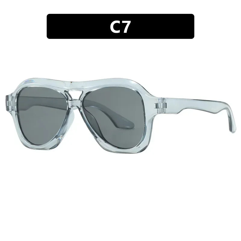 JNPCXI Fashion Oversized Double Bridges Pilot Sunglasses Women Retro Jelly Color Shades UV400 Men Trending Punk Sun Glasses