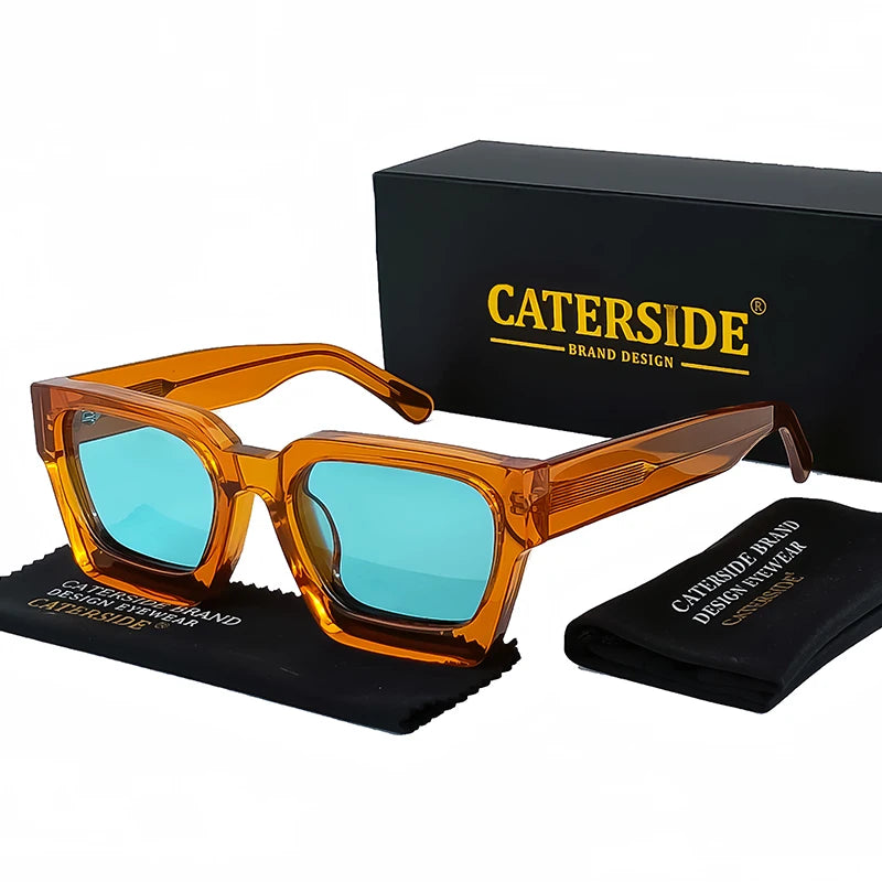 CATERSIDE Square Polarized Sunglasses Men Acetate Big Frame Brand Design Sun Glasses Women Travel Driving Party Festival Eyewear