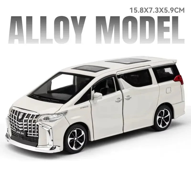 1:32 LAND CRUISER Alphard Toys Models Cars Diecast Alloy Vehicle Rubber Tire 6 Doors Opened Sound Light Pull Back Toy Collection