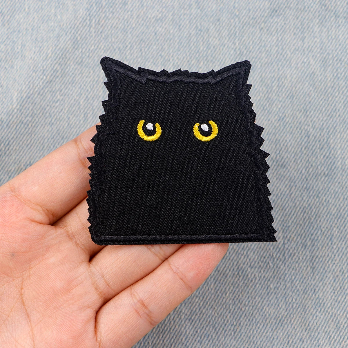 Cute Cat Embroidery Patch Cartoon Iron On Patches for Clothing Thermoadhesive Patches Black Cat Patches On Clothes Badge DIY Sew