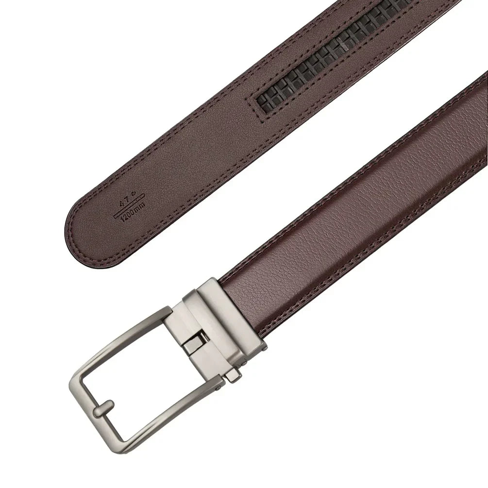 Brown Classic Genuine Leather Men's Belt Luxury Auto Buckle Fashion Waist Strap