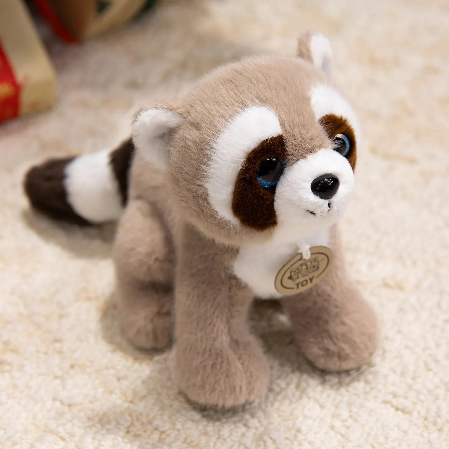 Cute High Quality Standing Animals Red Panda Raccoon Soft Plush Dolls Stuffed Realistic  Tiger Plushie  Birthday  Christmas Gift