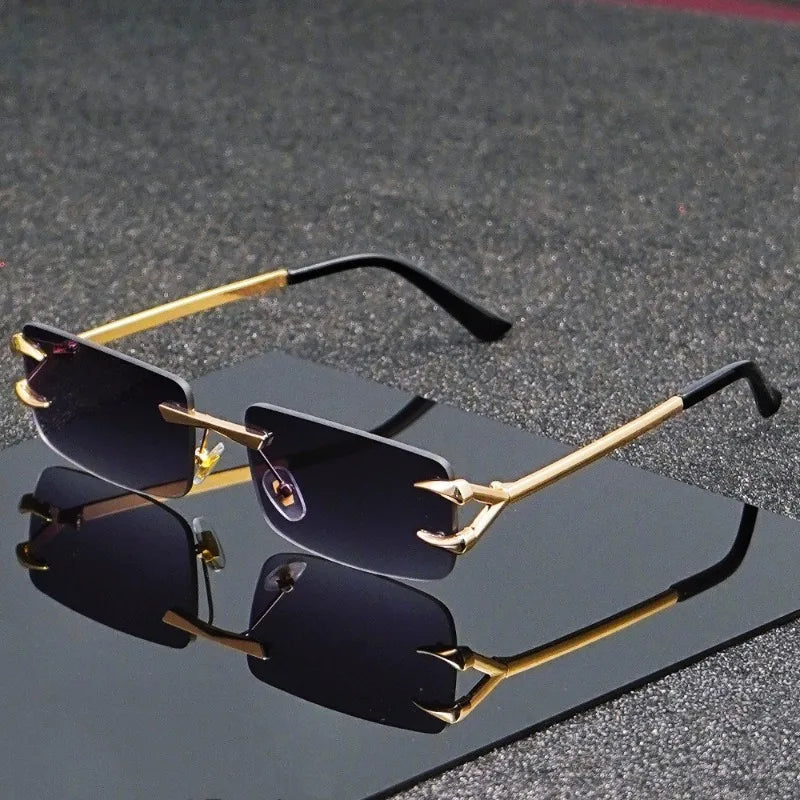 Men's and Women's Casual Square Frameless Metal Fashion Glasses Are Suitable for Both Casual and Formal Occasions