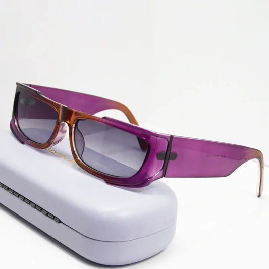 JNPCXI Fashion Rectangle Purple Double Color Women Sunglasses Retro Gradient Shades UV400 Men Trending Sun Glasses