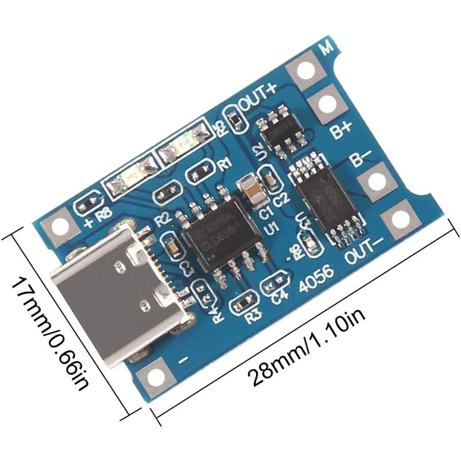 5PCS 1A 18650 Lithium Battery Protection Board Type-c/Micro/Mini USB Charging Module TP4056 With Protection One Plate Module