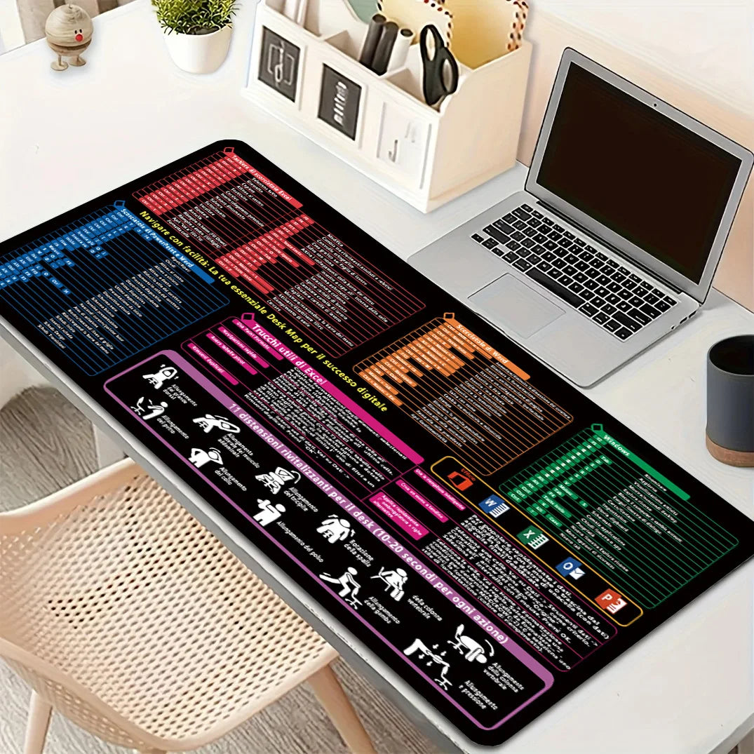 Italian Version Excel/Word/Windows/PPT Cheat Sheet Mouse pad, Computer Keyboard Pad for Office Workers Students Office Desk Mat