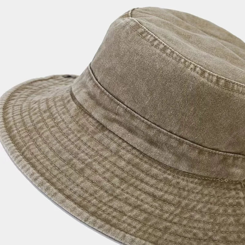Men Big Eaved Washed Bucket Hats Fishermen Caps Outdoor Casual Cap Sunscreen Hat