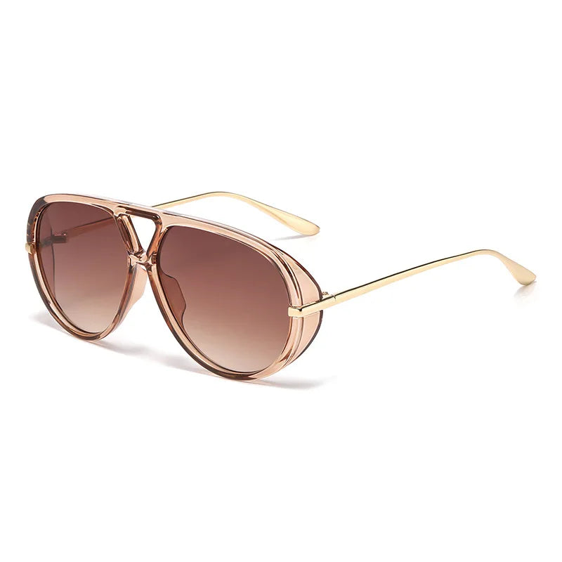JNPCXI Fashion Double Bridges Pilot Women Oversized Sunglasses Retro Candy Color Green Gradient UV400 Men Punk Sun Glasses
