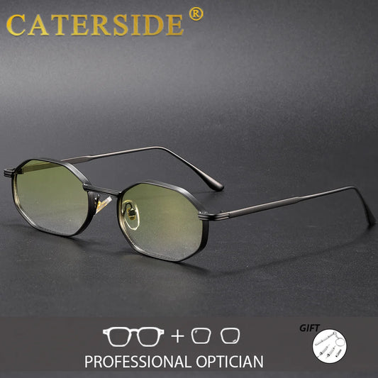 CATERSIDE Retro Men's Optical Sunglasses Polygonal Frames Customized Lenses Prescription Eyeglass Ladies' Outdoor Glasses UV400