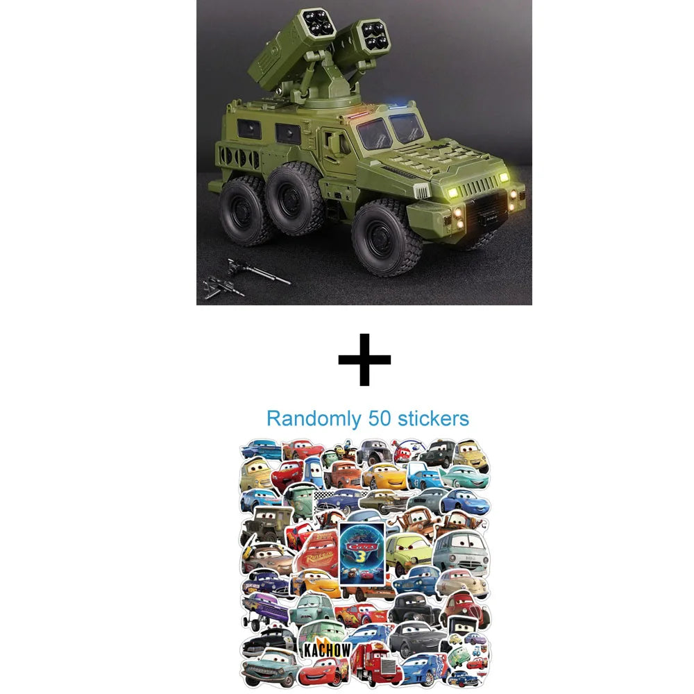 1:50 Alloy Military Armored Vehicles Diecast Model Miniature Toy Light Music Pull Back Doors Opened Car Models for Boy Xmas Gift