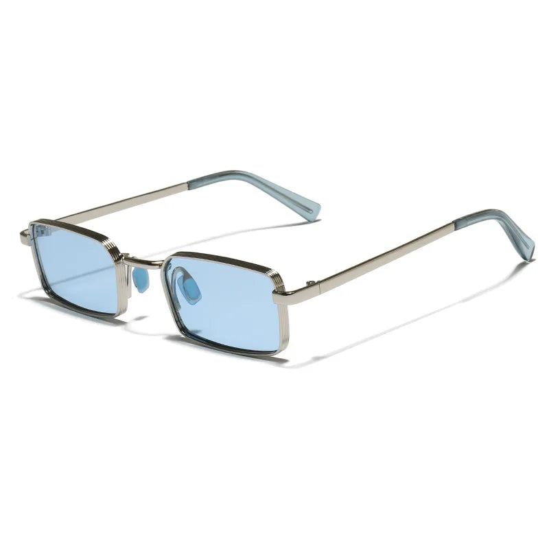 JNPCXI Ins Popular Fashion Candy Color Rectangle Sunglasses Women Retro Metal Men Outdoor Sun Glasses