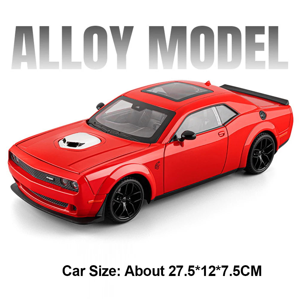 1:18 Hellcat Apollo EVO Alloy Car Models Diecast Toys Doors Opened Sound Light Pull Back Shock Absorption Sportscar for Boy Gift