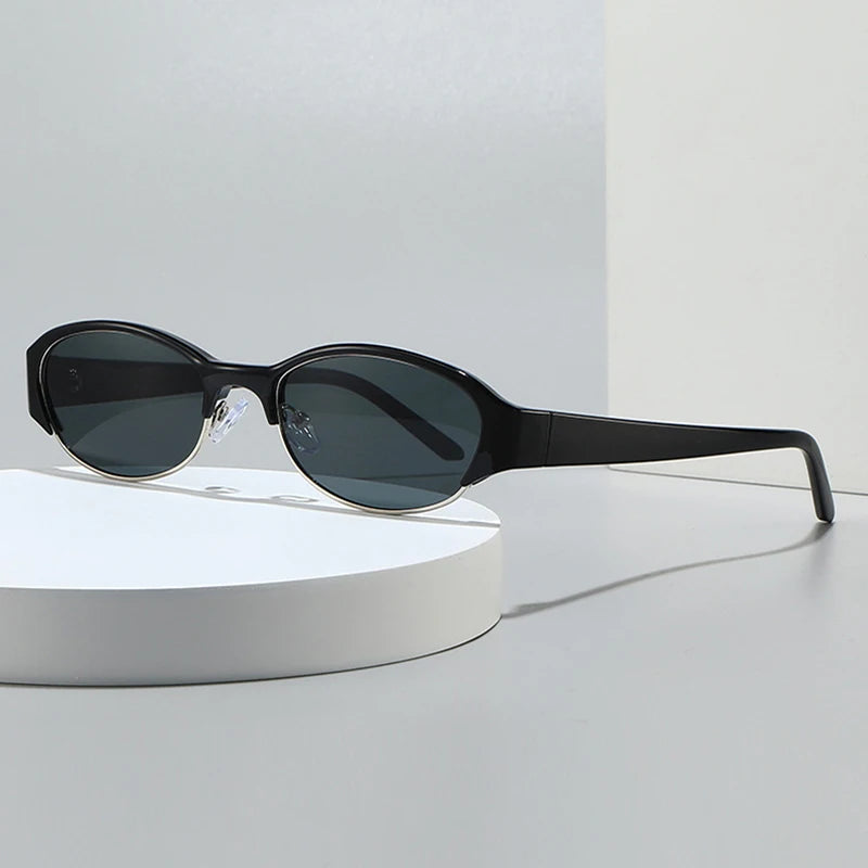 JNPCXI New Ins Popular Fashion Oval Sunglasses Women Retro Punk Shades UV400