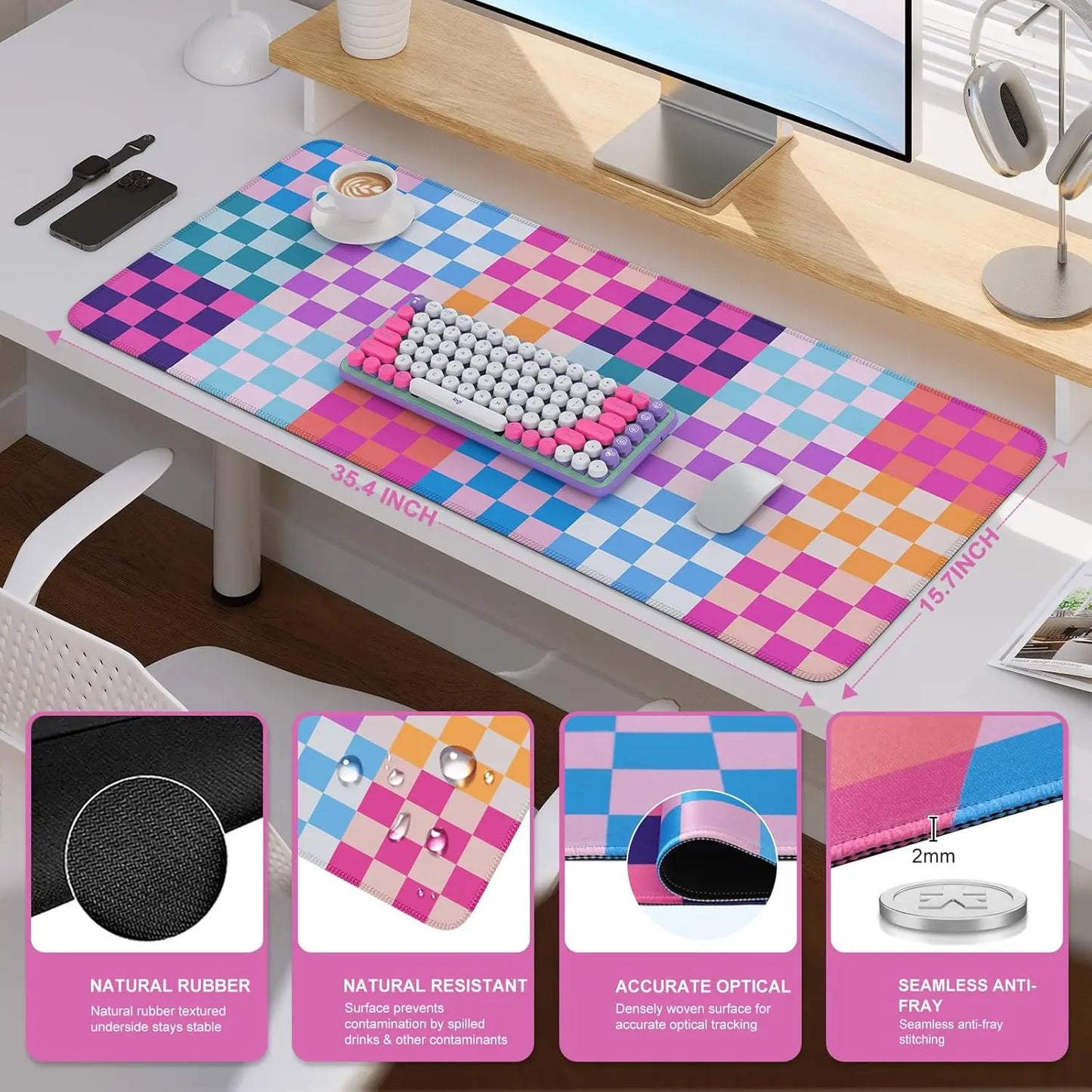 Desk Matt for Desktop, Cute Desk Pad Mat, XXL Large Mouse Pad, Keyboard Pad Mouse Mat for Computer
