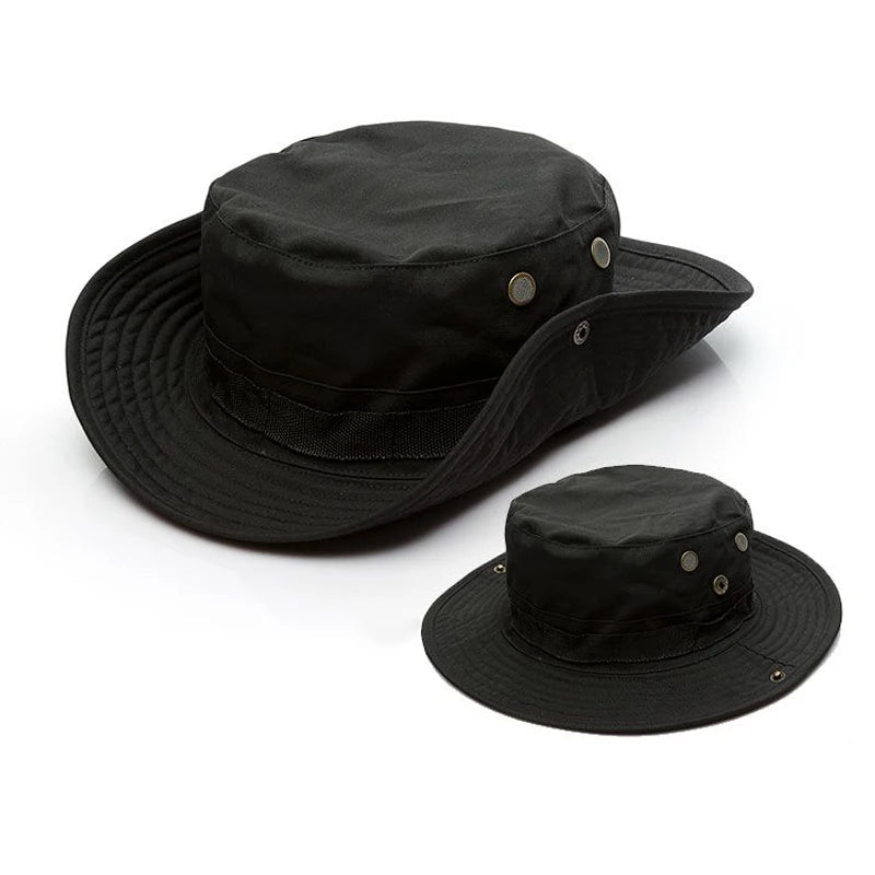 2Pcs Wide Brim Hat & Balaclava Set Men Outdoor Sun Boonie Cap Hiking Fishing Hat