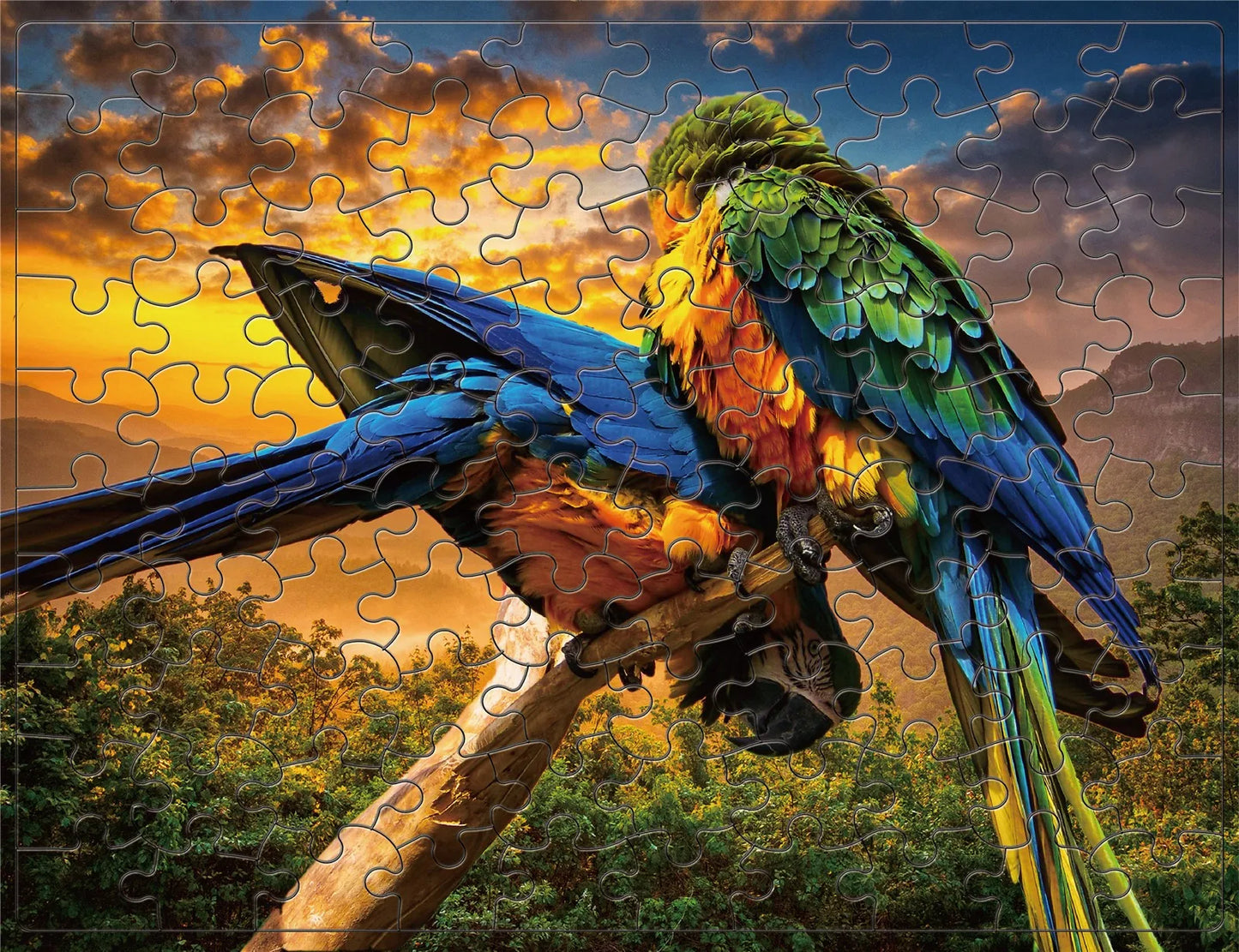 100 Pieces Jigsaw Puzzle Assembling Picture Cartoon Animals Parrot Decompression Puzzles Toy Educational Gifts