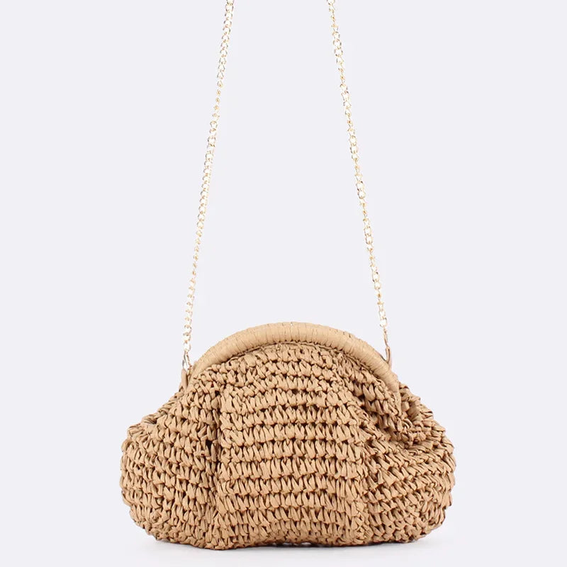 2026 Summer New Straw Weaving Crossbody Bag Fashionable and Casual Shell Bag Women's Shoulder Bag with Excellent Texture