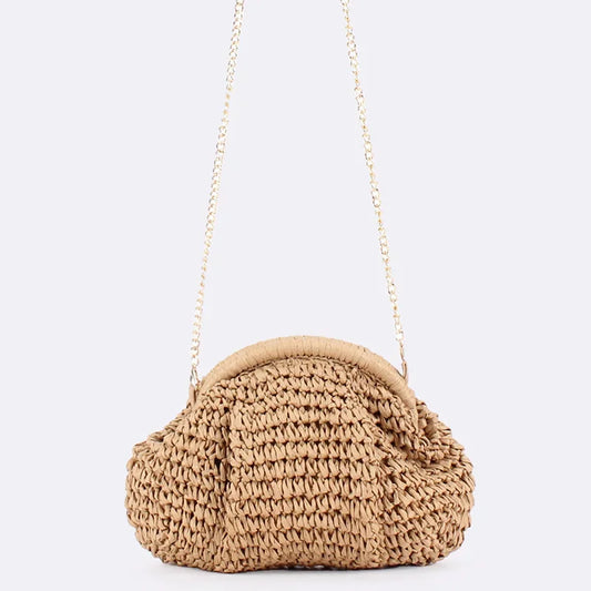 2026 Summer New Straw Weaving Crossbody Bag Fashionable and Casual Shell Bag Women's Shoulder Bag with Excellent Texture