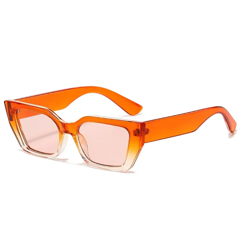 JNPCXI Small Rectangle Women Fashion Sunglasses Gradient Ocean Color Double Color Retro Shades UV400 Men Sun Glasses