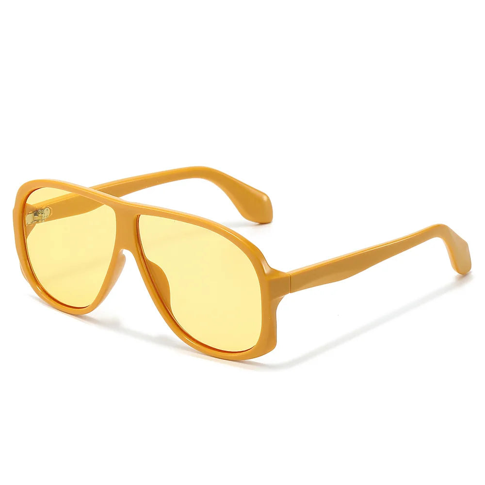 JNPCXI Retro Double Bridges Men Pilot Sunglasses Fashion Tea Rivets Decoration Shades UV400 Women Trending Sun Glasses