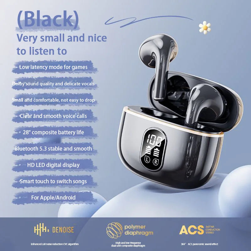 BMAD True Wireless Earphone Bluetooth 5.3 HiFi Stereo Headphones Battery Life Lasting Power Display For Iphone Samsung Huawei