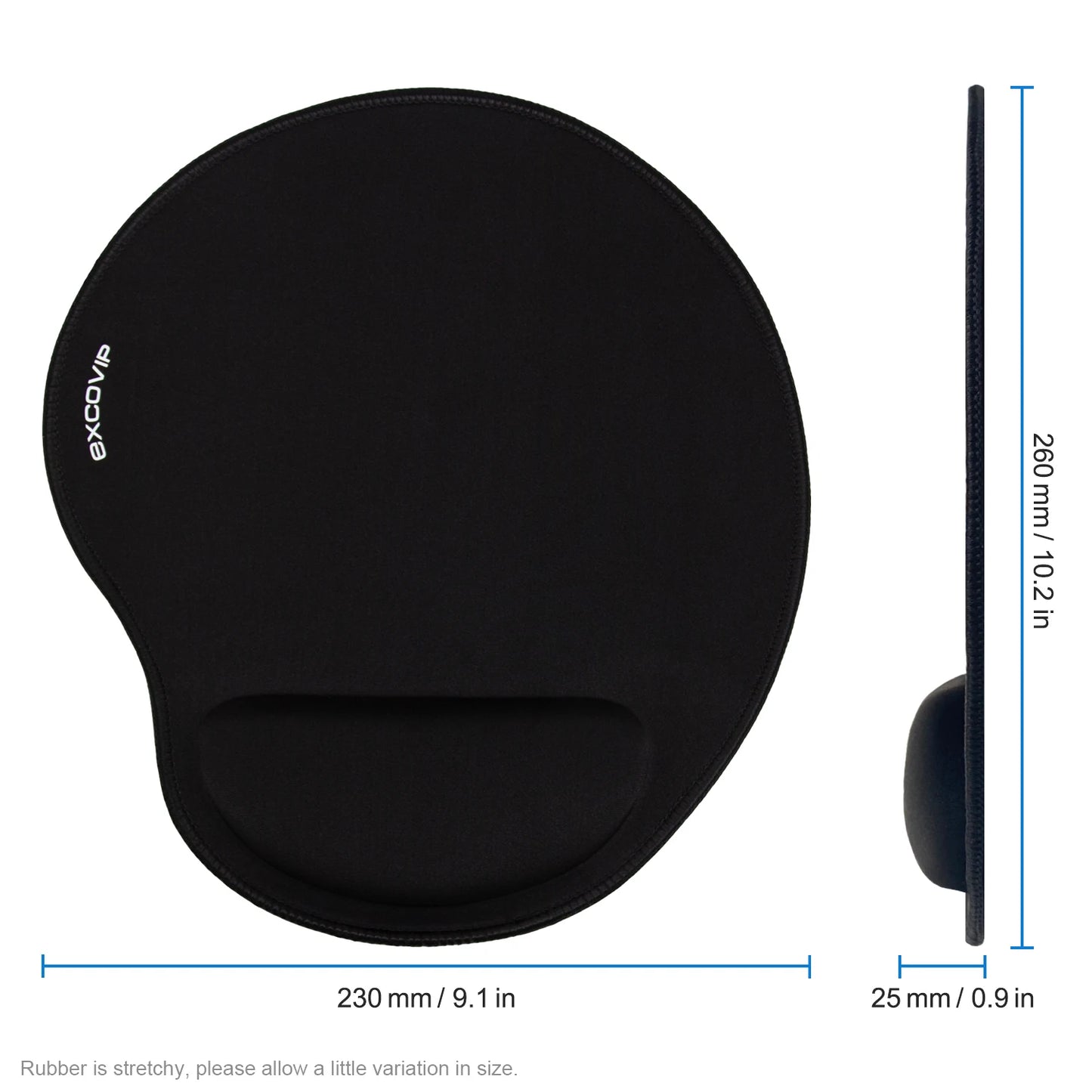 EXCO Ergonomic Mouse Pad with Memory Foam Wrist Support Rest Stitched Edge Comfortable Office Mousepad Non-Slip Rubber Base