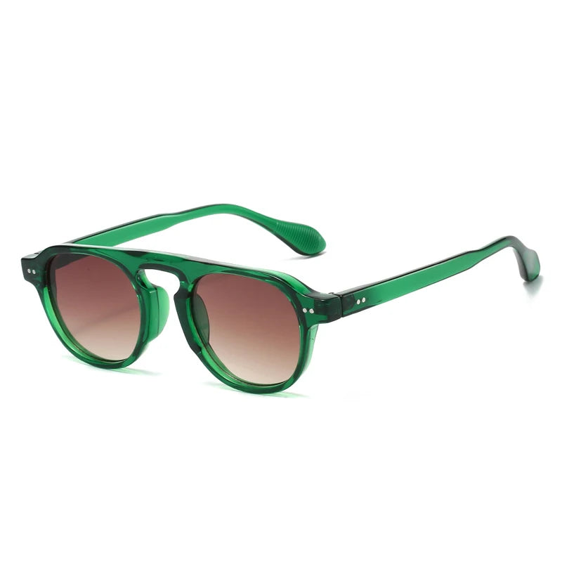 JNPCXI New Retro Rivets Round Punk Sunglasses Women Shades UV400 Fashion Men Clear Lens Frame