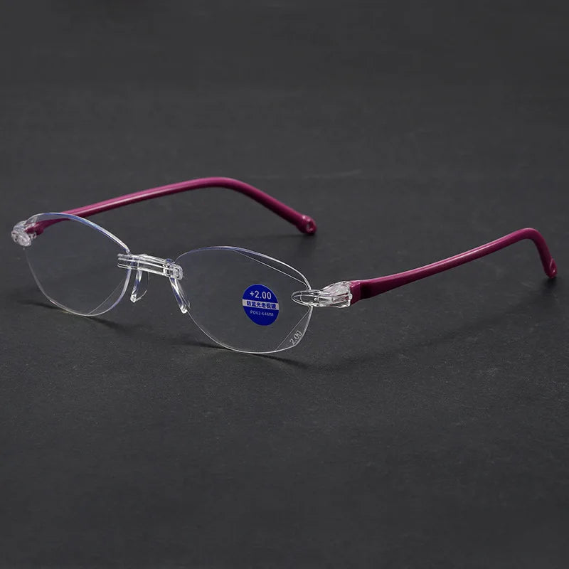 10pcs Anti Blue Reading Glasses Portable Rimless Presbyopic Glasses s for Men Women