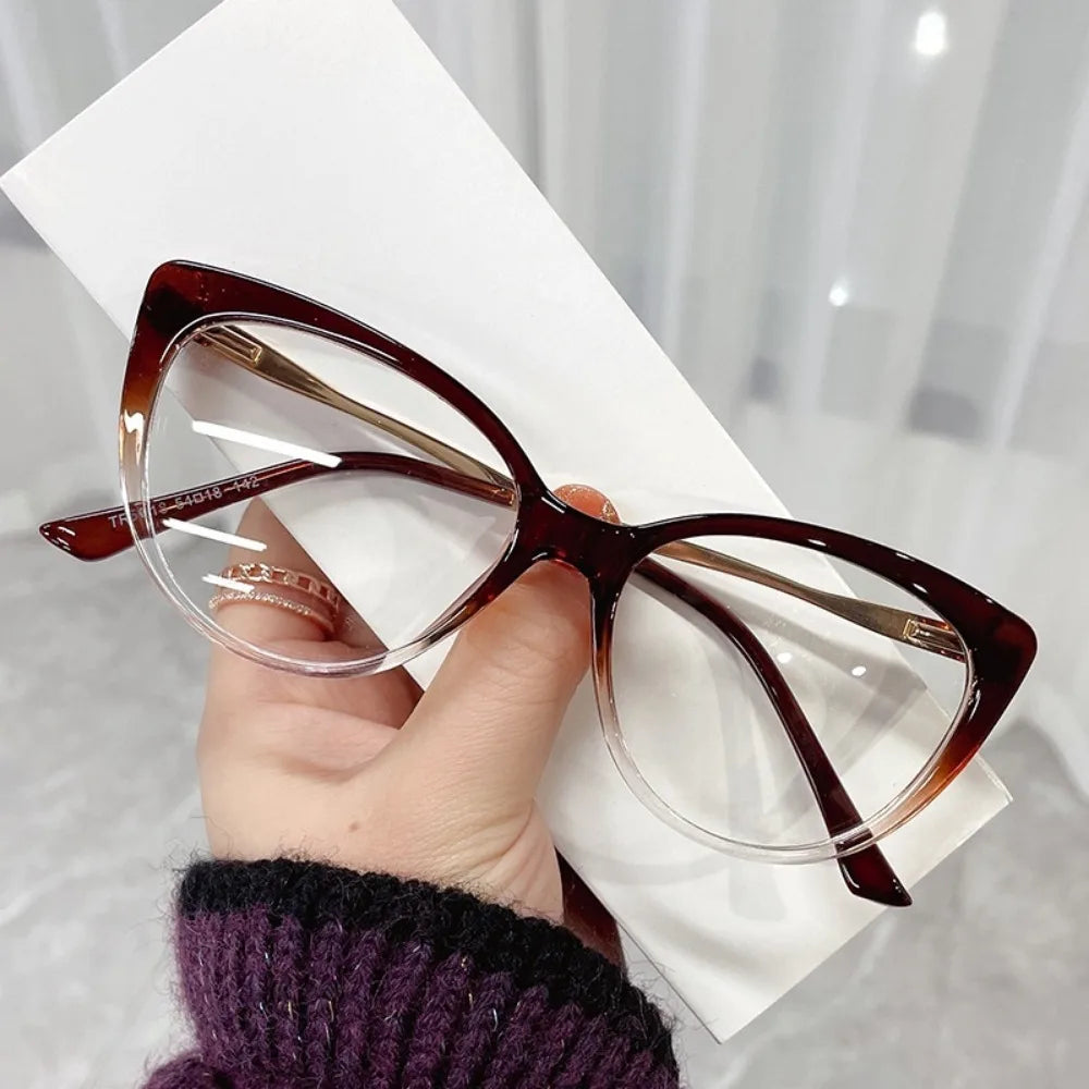 Aesthetic Glasses Replaceable Lens Eyeglasses Cat Eye Metal Frame Retro Eyeglasses