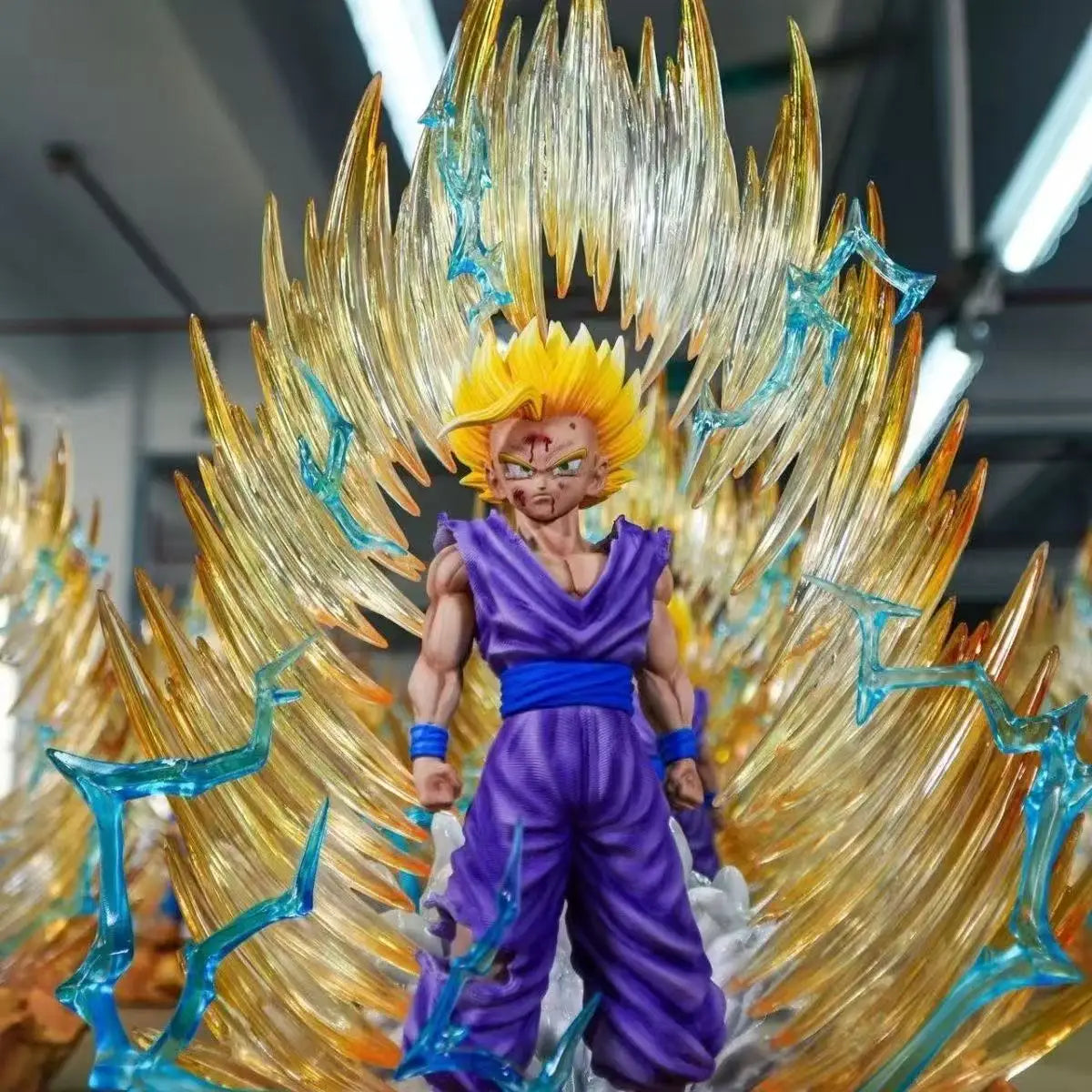 Jt Statue Dragon Ball Z Son Gohan Figure Replaceable Heads Led Base Super Saiyan Gohan Action Figures Collection Mode Toys Gifts