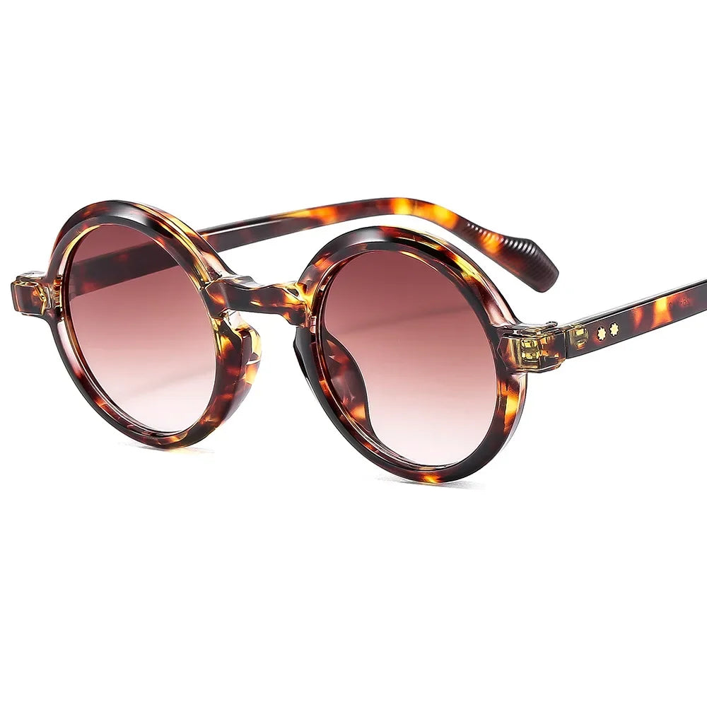 JNPCXI Retro Round Punk Women Sunglasses Fashion Double Color Gradient Purple Shades Men Rivets Sun Glasses UV400
